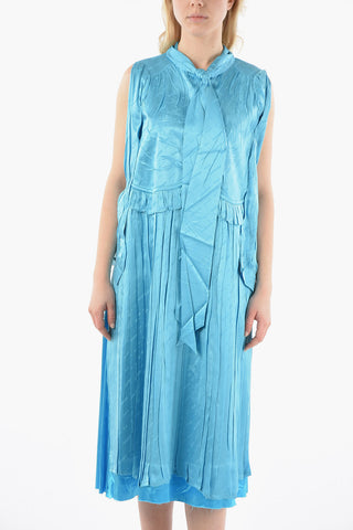 Ribbon Neck Sleeveless Silk Long Dress