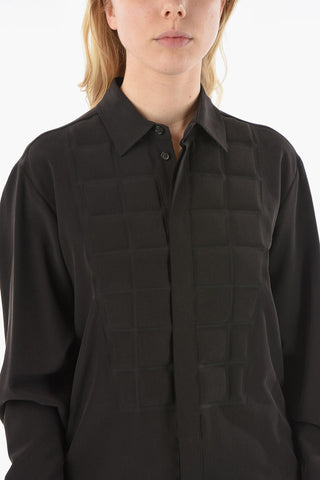Camicia in Seta con Imbottitura Trapuntata e Fondo Asimmetrico