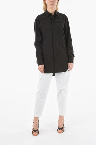 Camicia in Seta con Imbottitura Trapuntata e Fondo Asimmetrico
