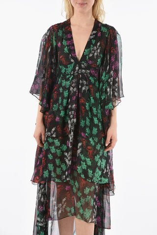 Layered Silk Dress with Jellyfish Print
