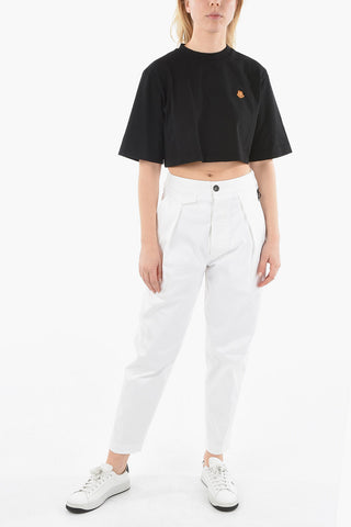 T-Shirt Crop con Toppa Logo TIGER CREST