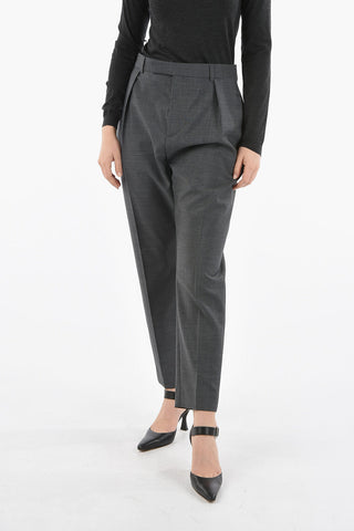 Mohair-blend Straight-leg Tailored Pants with Single Pleat