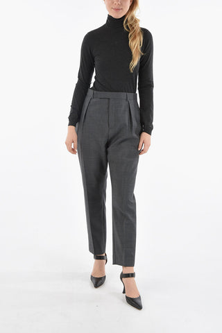 Mohair-blend Straight-leg Tailored Pants with Single Pleat