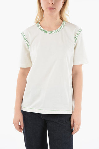 Crew-neck T-shirt with Contrasting Stitching