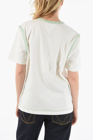 Crew-neck T-shirt with Contrasting Stitching