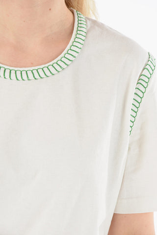 Crew-neck T-shirt with Contrasting Stitching