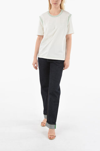 Crew-neck T-shirt with Contrasting Stitching