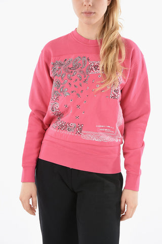 Brushed Cotton Crew-neck Sweatshirt with Bandana Motif
