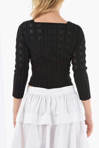 Top Crop Elasticizzato Con Scollo Squadrato