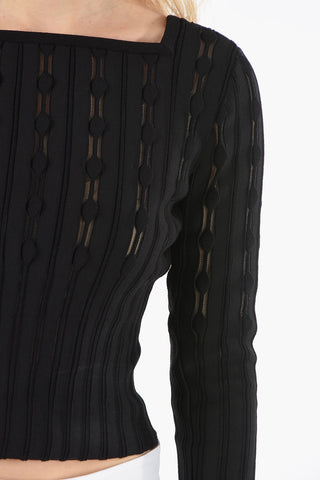 Top Crop Elasticizzato Con Scollo Squadrato