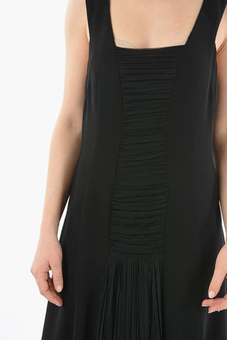 Silk Gown Dress with Pleated Detail