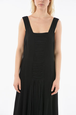 Silk Gown Dress with Pleated Detail