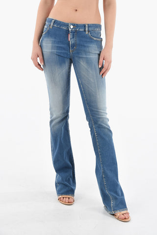 Medium-waisted Flared Denims with Light Wash 24cm