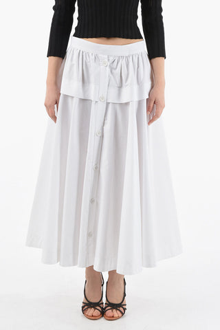 Cotton-poplin BOEMIA Flared Midi Skirt with Button-up Detailing