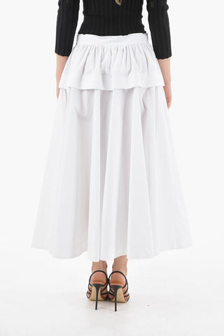 Cotton-poplin BOEMIA Flared Midi Skirt with Button-up Detailing