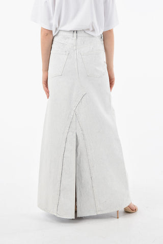 MM4 5 Pockets Crackle Effect Bianchetto Skirt with Button Fastening