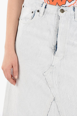 MM4 5 Pockets Crackle Effect Bianchetto Skirt with Button Fastening