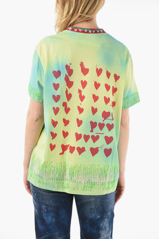 Printed T-shirt With Embroidered Crewneck