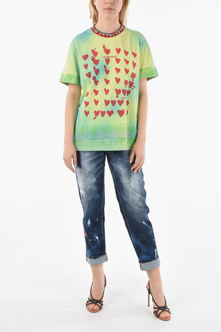 Printed T-shirt With Embroidered Crewneck