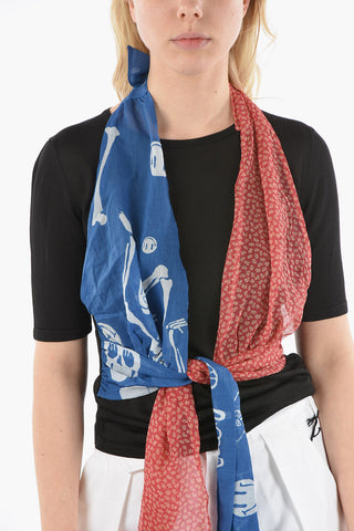 Viscose-knit Top with Twisted Self-tie Silk Scarves