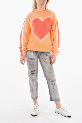 Brushed Cotton Tie Dye Crewneck Sweater