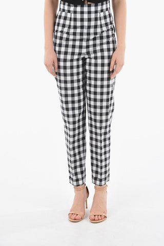 Checkered Straight Fit High Waisted Pants