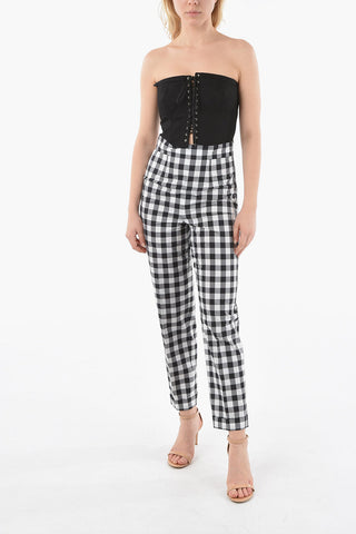 Checkered Straight Fit High Waisted Pants