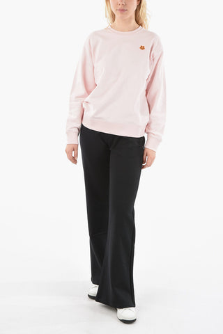 Fleeced-cotton Crewneck Sweatshirt with TIGER CREST Logo Patch