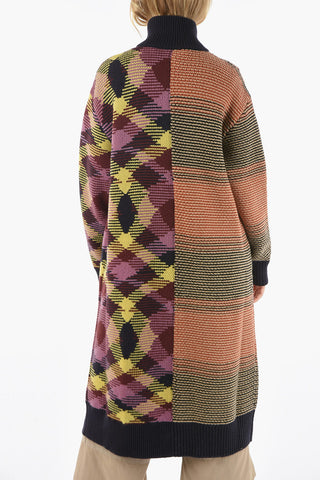 MISSONI Multi Patterned Maxi Cardigan with Leather Details
