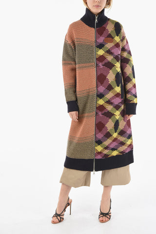 MISSONI Multi Patterned Maxi Cardigan with Leather Details