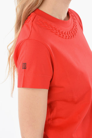 T-shirt Girocollo con Dettaglio in Rilievo