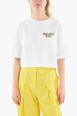 Crew-neck SWIM T-shirt with Logo Patch
