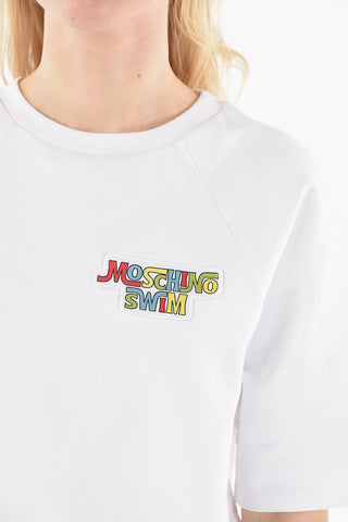Crew-neck SWIM T-shirt with Logo Patch