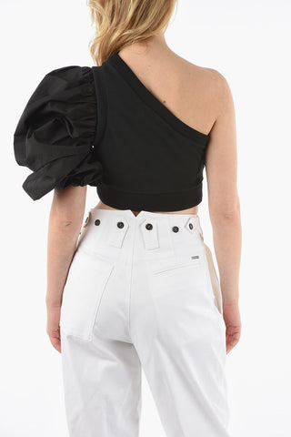 One Shoulder Top with Puffed Sleeve