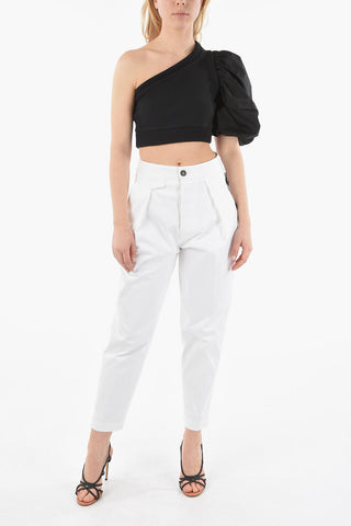 One Shoulder Top with Puffed Sleeve
