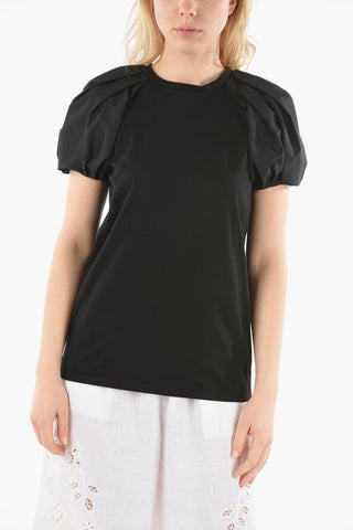 Crewneck T-shirt with Puffed Sleeve