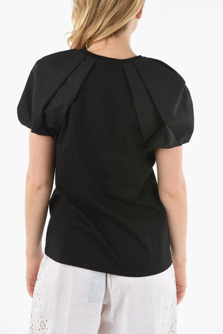 Crewneck T-shirt with Puffed Sleeve