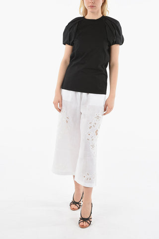 Crewneck T-shirt with Puffed Sleeve