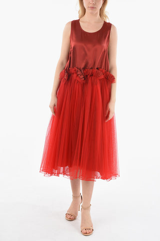 NOIR KEI NINOMIYA Sleeveless Tulle Dress with Ruffled Waist