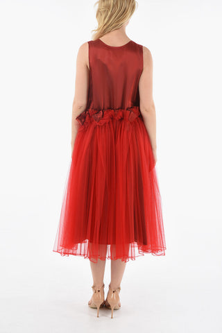 NOIR KEI NINOMIYA Sleeveless Tulle Dress with Ruffled Waist