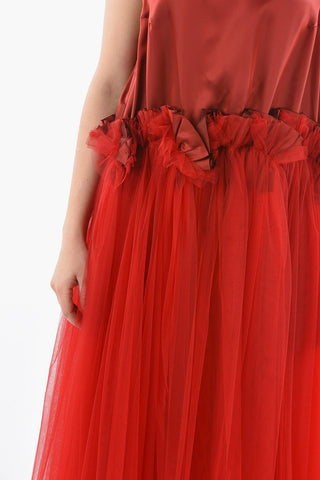 NOIR KEI NINOMIYA Sleeveless Tulle Dress with Ruffled Waist