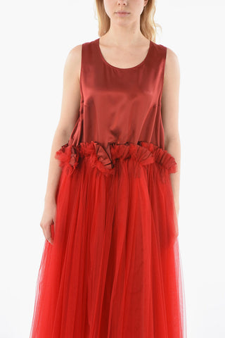 NOIR KEI NINOMIYA Sleeveless Tulle Dress with Ruffled Waist