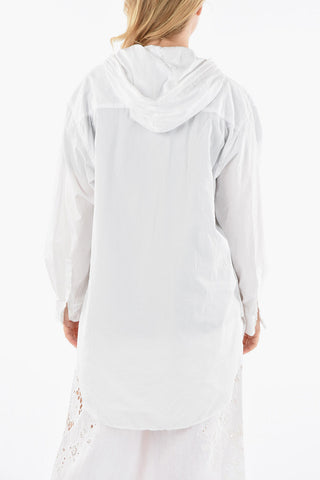 Overshirt in Popeline di Cotone Stampata con Cappuccio