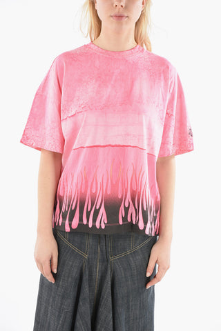 Boxy Fit T-shirt with Printed Flames