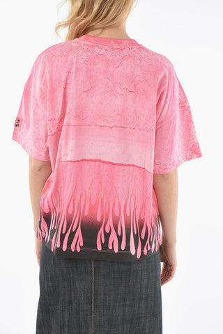 Boxy Fit T-shirt with Printed Flames