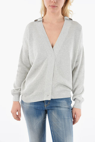V-Neck Ribbed Cardigan