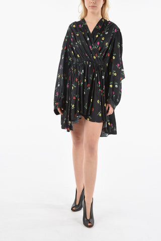 Floral Printed Long Sleeve V Neck Dress