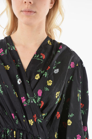 Floral Printed Long Sleeve V Neck Dress