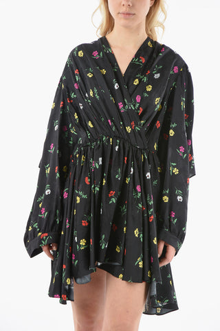 Floral Printed Long Sleeve V Neck Dress