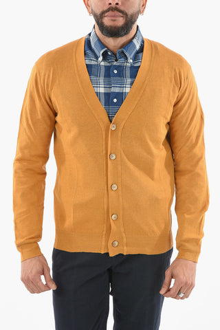 V-Neck Cotton and Flax Cardigan
